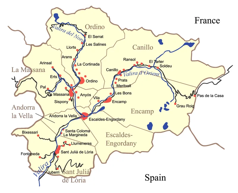Detailed Map of Andorra Parishes