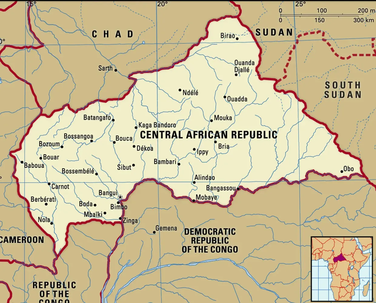 Detailed Map of Central African Republic Regions