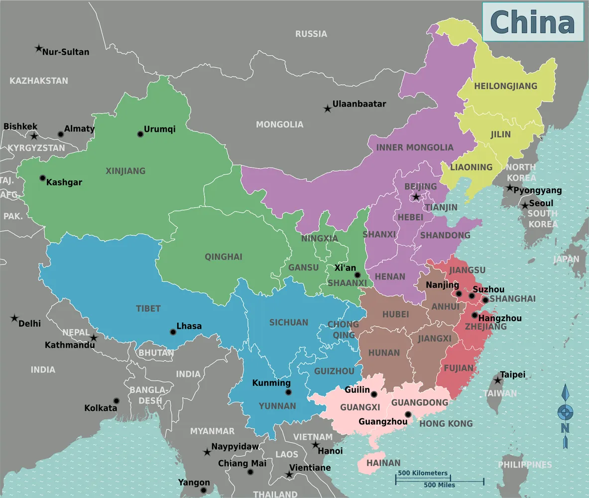Map of China Regions