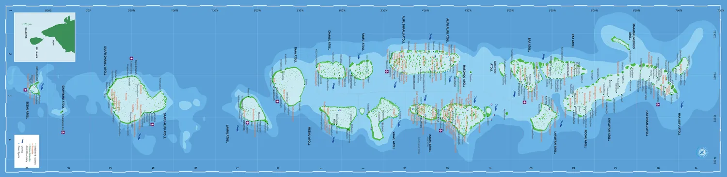 Map of Maldives Atolls