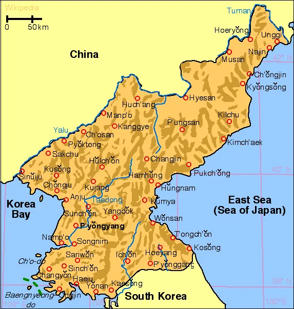 Map of North Korea Regions