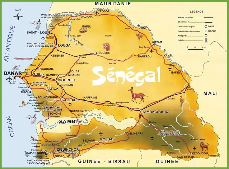 Detailed Map of Senegal Regions