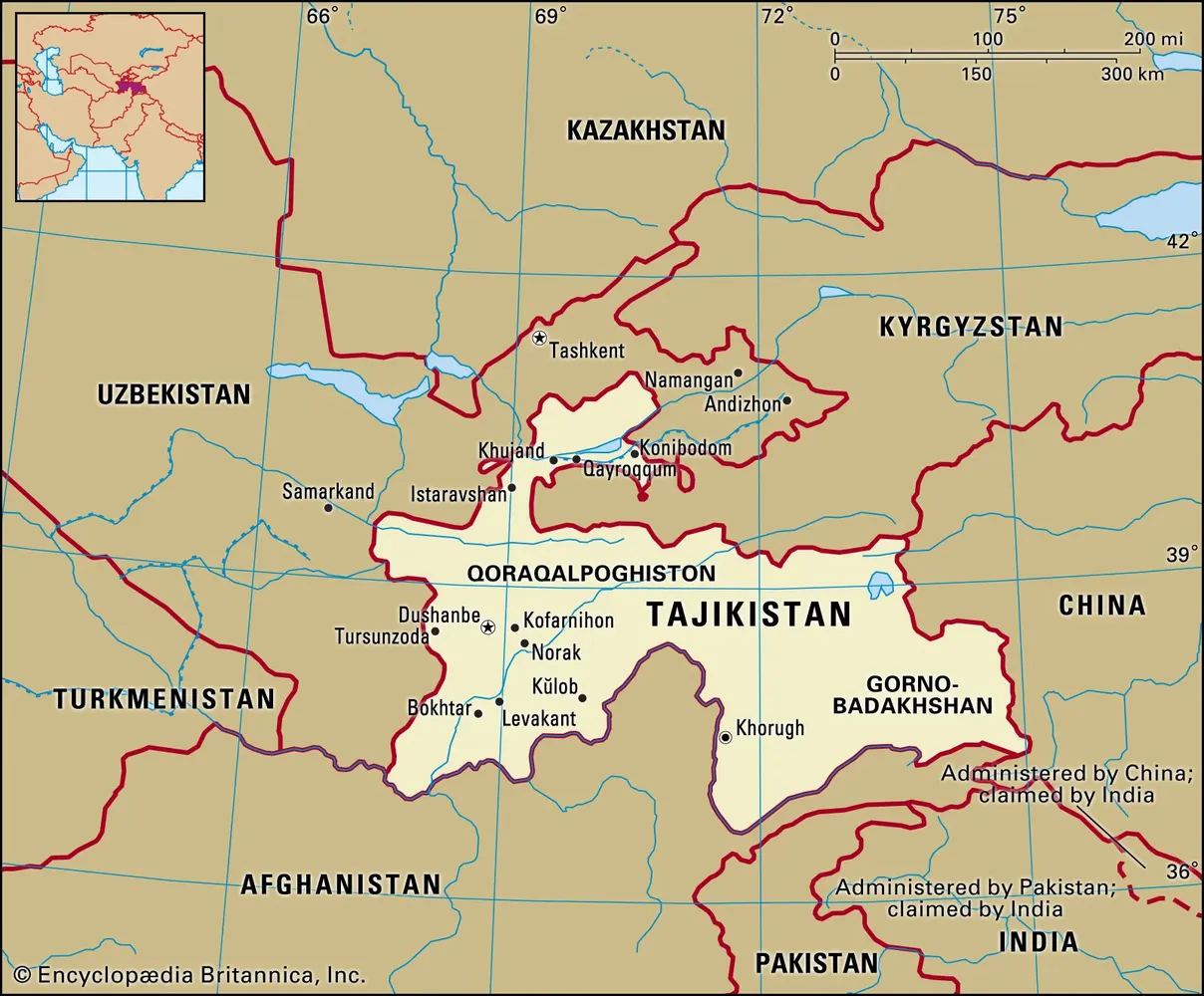 Map of Tajikistan