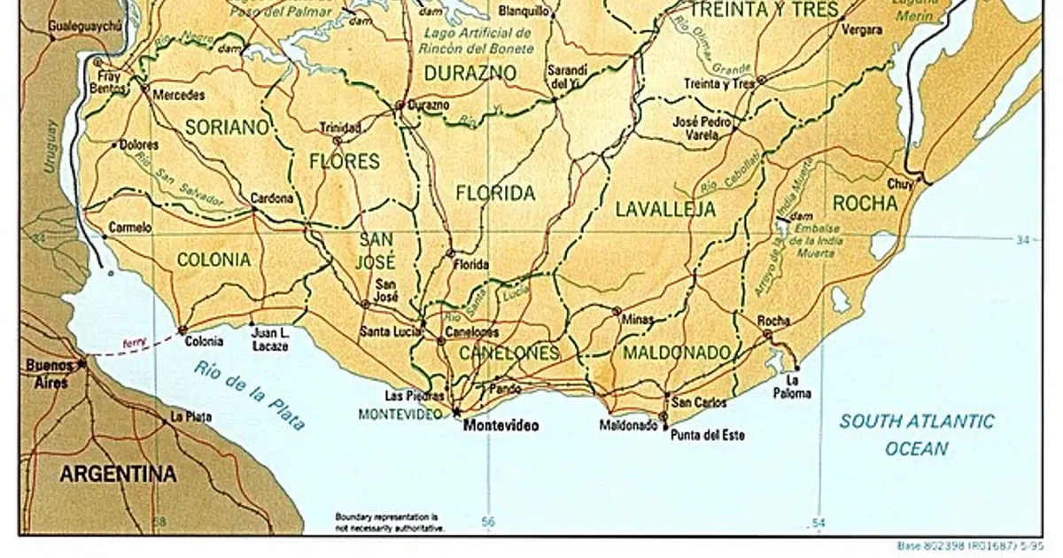 Detailed Map of Uruguay Regions