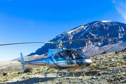 Helicopter at Kilimanjaro pickup point